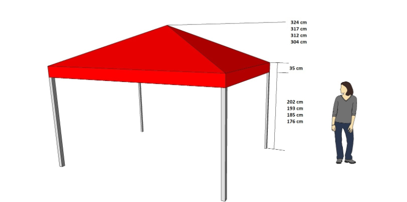 Sklopivi (pop up) šator 2x3 m All-in-One dimenzije